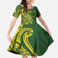 Kia Orana Cook Islands Family Matching Short Sleeve Bodycon Dress and Hawaiian Shirt Plumeria Tropical Waves - Polynesian Pride
