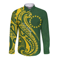 Kia Orana Cook Islands Long Sleeve Button Shirt Plumeria Tropical Waves - Polynesian Pride