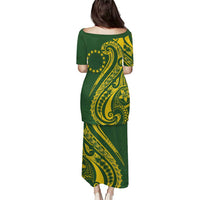 Kia Orana Cook Islands Puletasi Plumeria Tropical Waves - Polynesian Pride