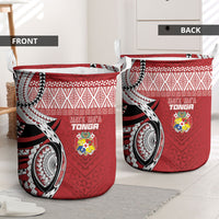 Mate Ma'a Tonga Rugby Kupesi Motifs Laundry Basket Red Waves LT7 - Polynesian Pride