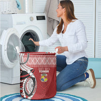 Mate Ma'a Tonga Rugby Kupesi Motifs Laundry Basket Red Waves LT7 - Polynesian Pride