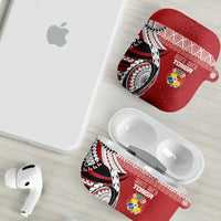 Mate Ma'a Tonga Rugby Kupesi Motifs AirPods Case Red Waves LT7 - Polynesian Pride
