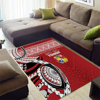 Mate Ma'a Tonga Rugby Kupesi Motifs Area Rug Red Waves LT7 - Polynesian Pride