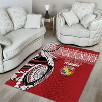 Mate Ma'a Tonga Rugby Kupesi Motifs Area Rug Red Waves LT7 - Polynesian Pride