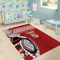 Mate Ma'a Tonga Rugby Kupesi Motifs Area Rug Red Waves LT7 - Polynesian Pride