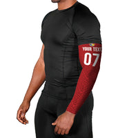 Mate Ma'a Tonga Rugby Custom Kupesi Motifs Arm Sleeves Red Waves LT7 - Polynesian Pride