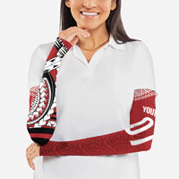 Mate Ma'a Tonga Rugby Custom Kupesi Motifs Arm Sleeves Red Waves LT7 - Polynesian Pride