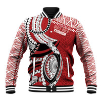 Mate Ma'a Tonga Rugby Custom Kupesi Motifs Baseball Jacket Red Waves LT7 Unisex Red - Polynesian Pride