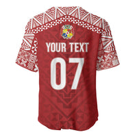 Mate Ma'a Tonga Rugby Custom Kupesi Motifs Baseball Jersey Red Waves LT7 - Polynesian Pride