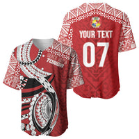 Mate Ma'a Tonga Rugby Custom Kupesi Motifs Baseball Jersey Red Waves LT7 - Polynesian Pride