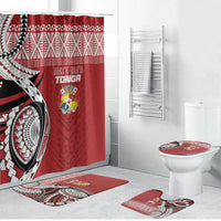 Mate Ma'a Tonga Rugby Kupesi Motifs Bathroom Set Red Waves LT7 Bathroom Set (4 pcs) Red - Polynesian Pride