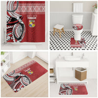 Mate Ma'a Tonga Rugby Kupesi Motifs Bathroom Set Red Waves LT7 - Polynesian Pride