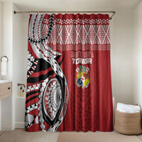 Mate Ma'a Tonga Rugby Kupesi Motifs Bathroom Set Red Waves LT7 Shower Curtain Only Red - Polynesian Pride