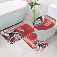 Mate Ma'a Tonga Rugby Kupesi Motifs Bathroom Set Red Waves LT7 - Polynesian Pride