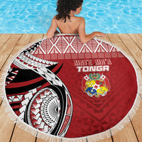 Mate Ma'a Tonga Rugby Kupesi Motifs Beach Blanket Red Waves LT7 - Polynesian Pride