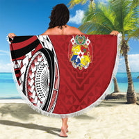 Mate Ma'a Tonga Rugby Kupesi Motifs Beach Blanket Red Waves LT7 - Polynesian Pride