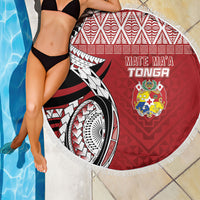 Mate Ma'a Tonga Rugby Kupesi Motifs Beach Blanket Red Waves LT7 - Polynesian Pride