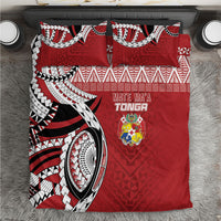 Mate Ma'a Tonga Rugby Kupesi Motifs Bedding Set Red Waves LT7 Red - Polynesian Pride