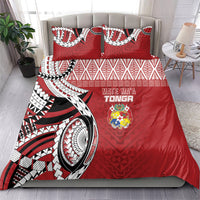 Mate Ma'a Tonga Rugby Kupesi Motifs Bedding Set Red Waves LT7 - Polynesian Pride