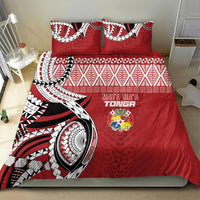 Mate Ma'a Tonga Rugby Kupesi Motifs Bedding Set Red Waves LT7 - Polynesian Pride