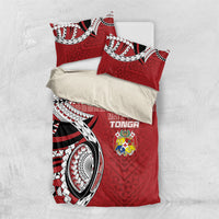 Mate Ma'a Tonga Rugby Kupesi Motifs Bedding Set Red Waves LT7 US Twin 172cm x 218cm Red - Polynesian Pride