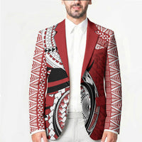 Mate Ma'a Tonga Rugby Custom Kupesi Motifs Blazer Red Waves LT7 - Polynesian Pride