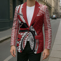 Mate Ma'a Tonga Rugby Custom Kupesi Motifs Blazer Red Waves LT7 - Polynesian Pride