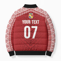 Mate Ma'a Tonga Rugby Custom Kupesi Motifs Bomber Puffer Jacket Red Waves LT7 - Polynesian Pride