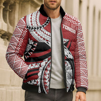 Mate Ma'a Tonga Rugby Custom Kupesi Motifs Bomber Puffer Jacket Red Waves LT7 - Polynesian Pride