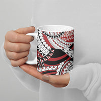 Mate Ma'a Tonga Rugby Kupesi Motifs Ceramic Mug Red Waves LT7 - Polynesian Pride