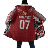 Mate Ma'a Tonga Rugby Custom Kupesi Motifs Cloak Red Waves LT7 - Polynesian Pride