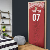 Mate Ma'a Tonga Rugby Custom Kupesi Motifs Door Cover Red Waves LT7 - Polynesian Pride