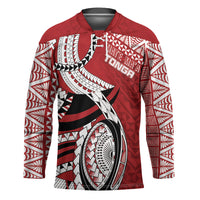 Mate Ma'a Tonga Rugby Custom Kupesi Motifs Hockey Jersey Red Waves LT7 Unisex Red - Polynesian Pride