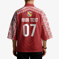 Mate Ma'a Tonga Rugby Custom Kupesi Motifs Kimono Red Waves LT7 - Polynesian Pride