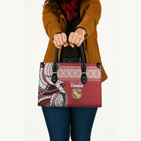 Mate Ma'a Tonga Rugby Kupesi Motifs Leather Bag Red Waves LT7 - Polynesian Pride