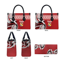 Mate Ma'a Tonga Rugby Kupesi Motifs Leather Bag Red Waves LT7 - Polynesian Pride