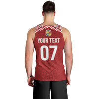 Mate Ma'a Tonga Rugby Custom Kupesi Motifs Men Tank Top Red Waves LT7 - Polynesian Pride