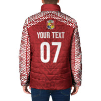 Mate Ma'a Tonga Rugby Custom Kupesi Motifs Padded Jacket Red Waves LT7 - Polynesian Pride