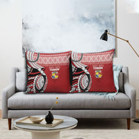 Mate Ma'a Tonga Rugby Kupesi Motifs Pillow Cover Red Waves LT7 - Polynesian Pride