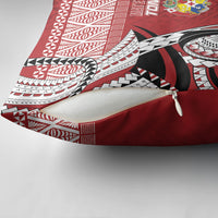 Mate Ma'a Tonga Rugby Kupesi Motifs Pillow Cover Red Waves LT7 - Polynesian Pride