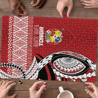 Mate Ma'a Tonga Rugby Kupesi Motifs Puzzle Red Waves LT7 - Polynesian Pride