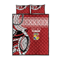 Mate Ma'a Tonga Rugby Kupesi Motifs Quilt Bed Set Red Waves LT7 - Polynesian Pride
