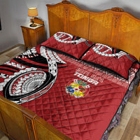 Mate Ma'a Tonga Rugby Kupesi Motifs Quilt Bed Set Red Waves LT7 - Polynesian Pride