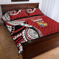 Mate Ma'a Tonga Rugby Kupesi Motifs Quilt Bed Set Red Waves LT7 - Polynesian Pride