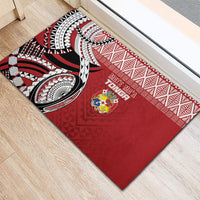 Mate Ma'a Tonga Rugby Kupesi Motifs Rubber Doormat Red Waves LT7 - Polynesian Pride