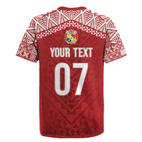 Mate Ma'a Tonga Rugby Custom Kupesi Motifs Rugby Jersey Red Waves LT7 - Polynesian Pride