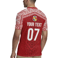 Mate Ma'a Tonga Rugby Custom Kupesi Motifs Rugby Jersey Red Waves LT7 - Polynesian Pride