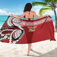 Mate Ma'a Tonga Rugby Kupesi Motifs Sarong Red Waves LT7 - Polynesian Pride