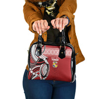 Mate Ma'a Tonga Rugby Kupesi Motifs Shoulder Handbag Red Waves LT7 One Size Red - Polynesian Pride