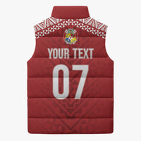 Mate Ma'a Tonga Rugby Custom Kupesi Motifs Sleeveless Puffer Jacket Red Waves LT7 - Polynesian Pride